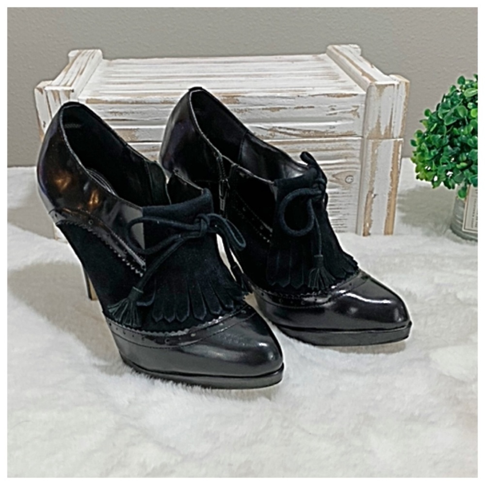 WHBM Leather and Suede Heeled Boot Size 7